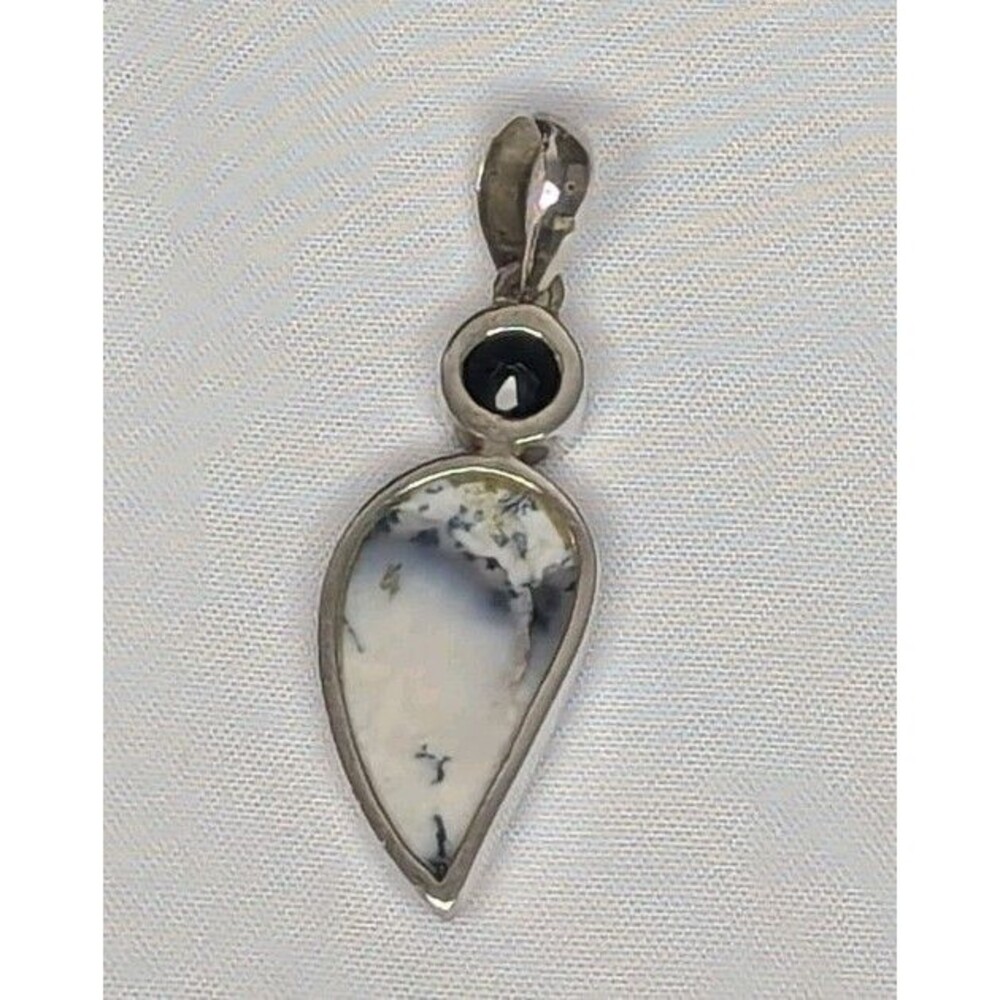 Artisan Gem Collection of India Dendritic Opal Pendant - Black, White - Picture 3 of 4